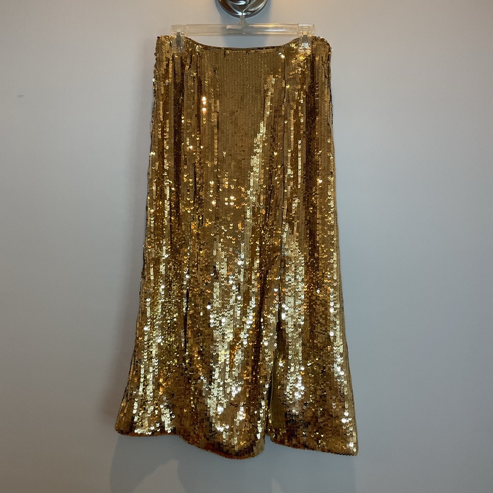 J.Crewβ Collection Gold Sequin Midi Skirt NWT - Picture 4 of 9